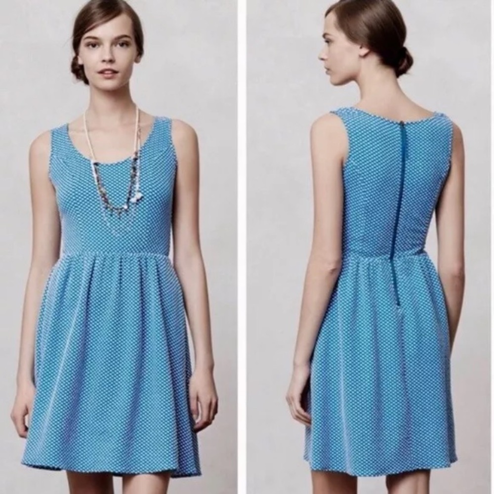 MAEVE by ANTHROPOLOGIE Textured Caldera Dress in Blue‎